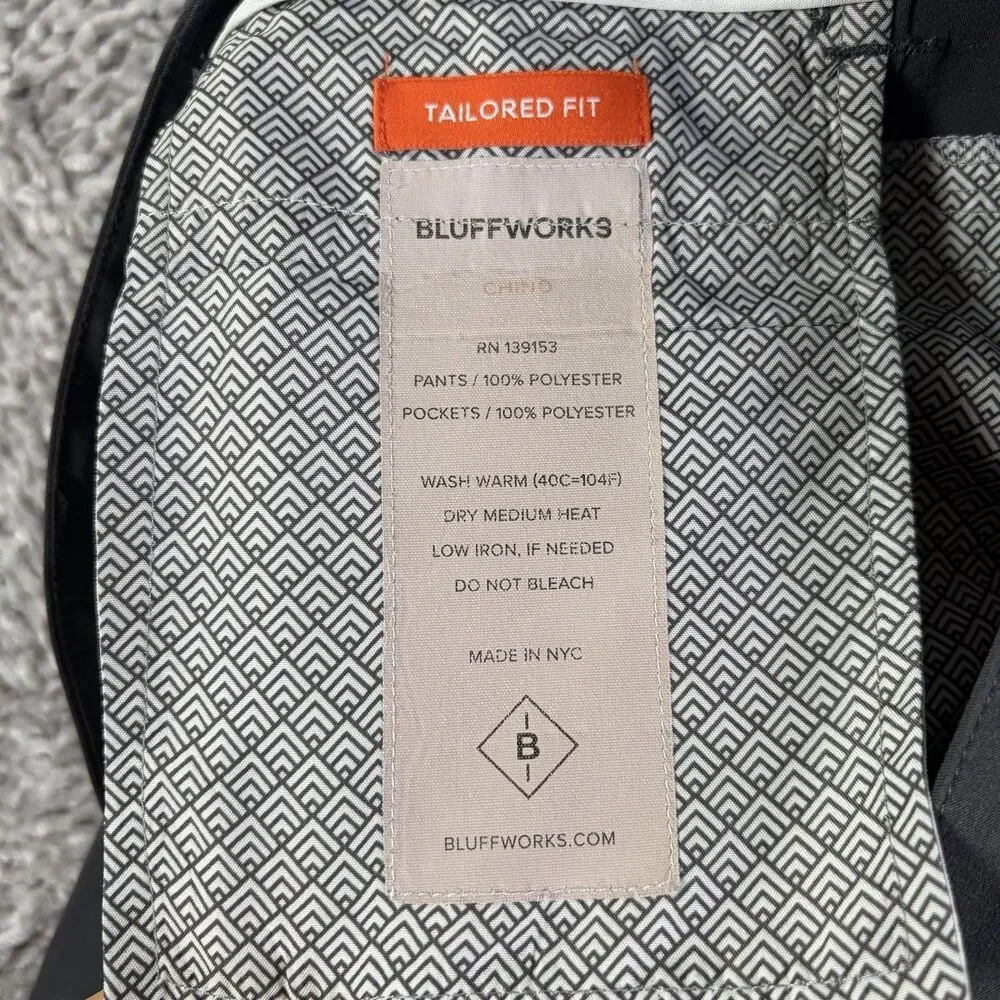 Bluffworks Chino Pants Mens 32x32 Tailored Fit Gray Stretch Business Preppy NYC